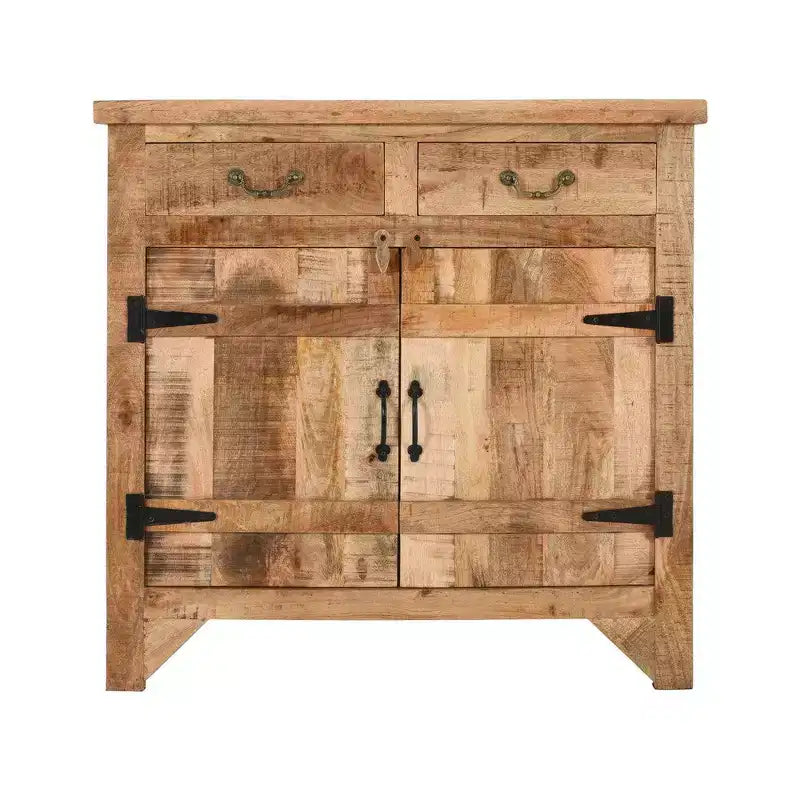 Console en bois de manguier avec 2 tiroirs et 2 portes de style rustique artisanal Royal Hampton 39 po