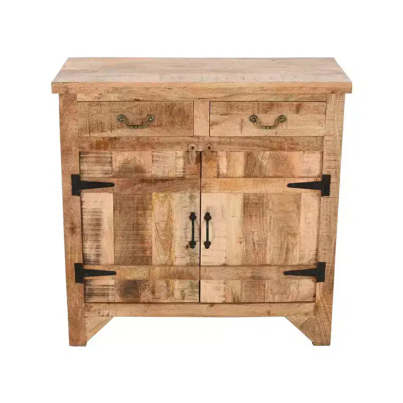 Console en bois de manguier avec 2 tiroirs et 2 portes de style rustique artisanal Royal Hampton 39 po