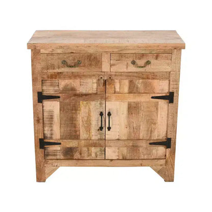 Console en bois de manguier avec 2 tiroirs et 2 portes de style rustique artisanal Royal Hampton 39 po