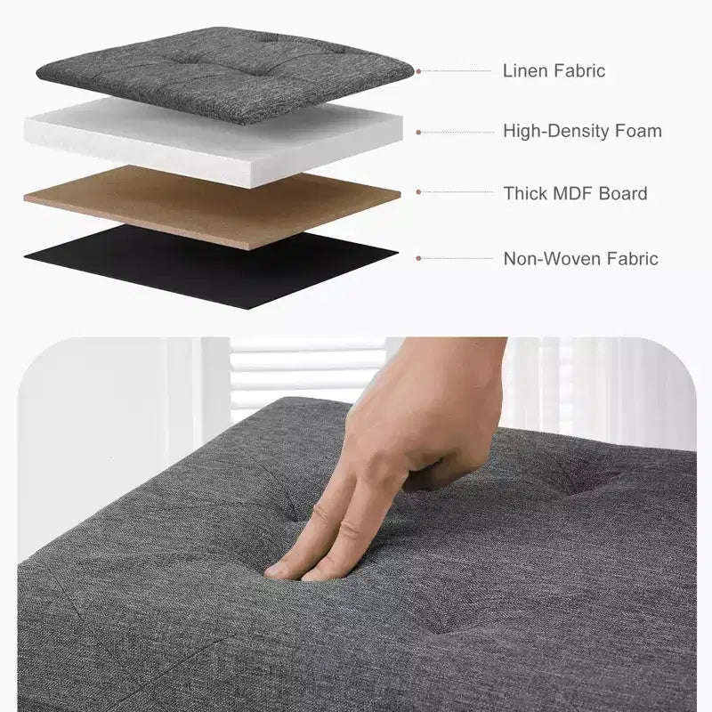 MAYEERTY Banc Ottoman de Rangement Pliant 43 pouces en Cuir Synthétique Rembourré Mousse Épaisse pour Entrée Salon