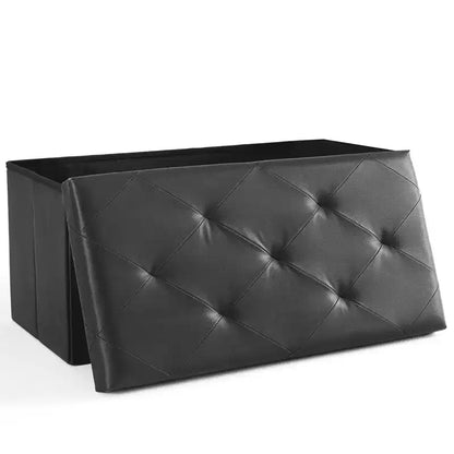 MAYEERTY Banc Ottoman de Rangement Pliant 43 pouces en Cuir Synthétique Rembourré Mousse Épaisse pour Entrée Salon
