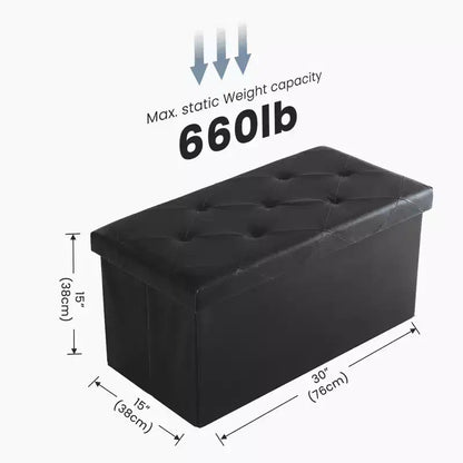 MAYEERTY Banc Ottoman de Rangement Pliant 43 pouces en Cuir Synthétique Rembourré Mousse Épaisse pour Entrée Salon