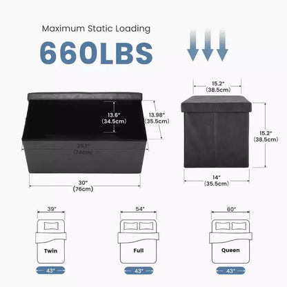 MAYEERTY Banc Ottoman de Rangement Pliant 43 pouces en Cuir Synthétique Rembourré Mousse Épaisse pour Entrée Salon