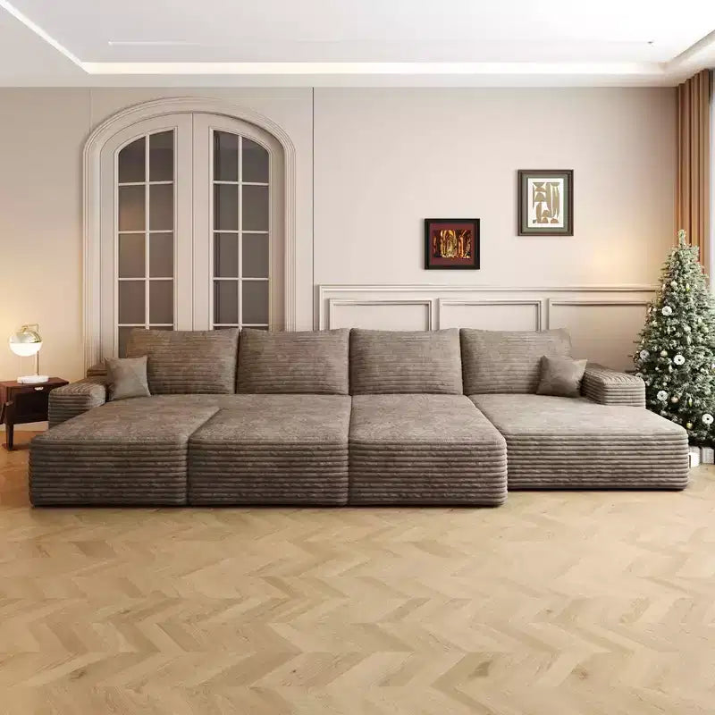 MAYEERTY Grand canapé modulaire 135 Chameau - 6 places 135, Corduroy, Canapé-lit, Aucun assemblage requis, pour appartement/salon