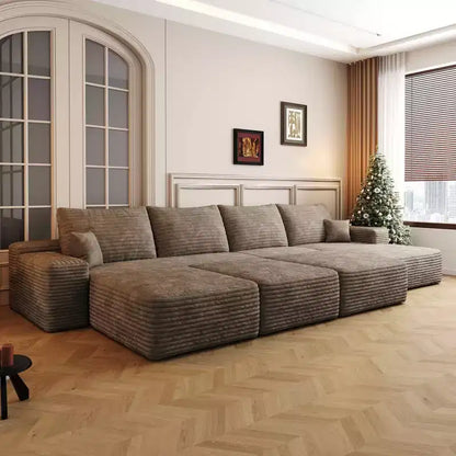 MAYEERTY Grand canapé modulaire 135 Chameau - 6 places 135, Corduroy, Canapé-lit, Aucun assemblage requis, pour appartement/salon