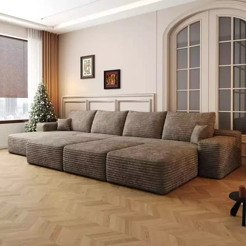 MAYEERTY Grand canapé modulaire 135 Chameau - 6 places 135, Corduroy, Canapé-lit, Aucun assemblage requis, pour appartement/salon