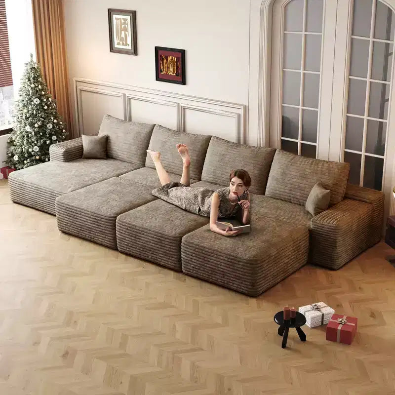 MAYEERTY Grand canapé modulaire 135 Chameau - 6 places 135, Corduroy, Canapé-lit, Aucun assemblage requis, pour appartement/salon