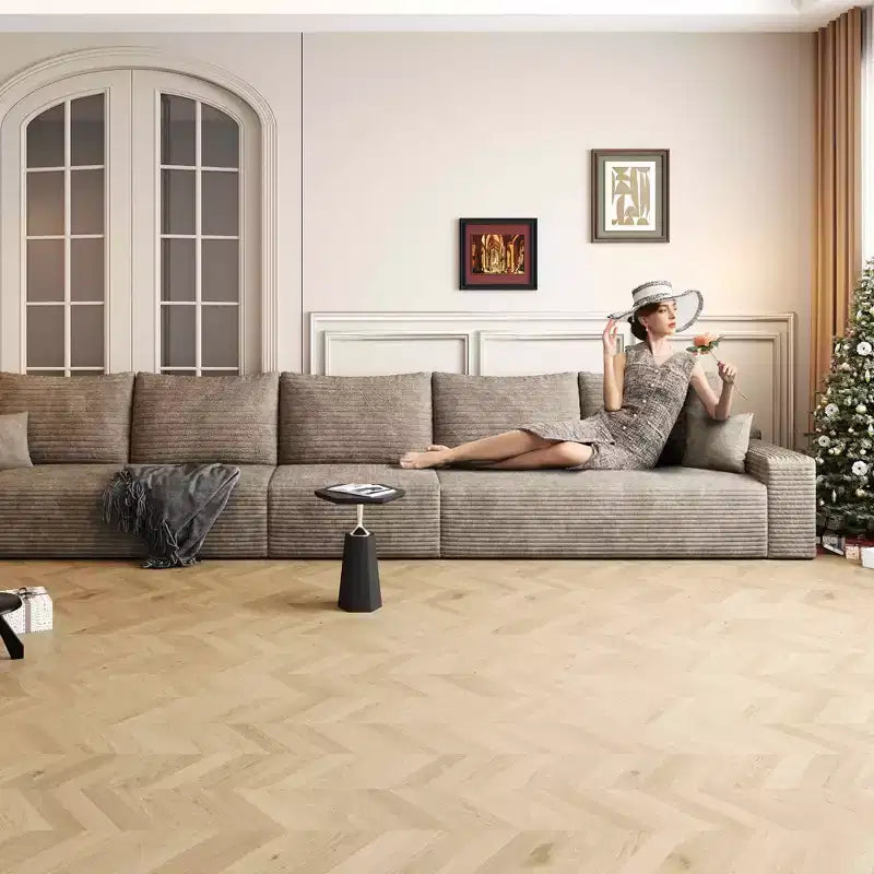 MAYEERTY Grand canapé modulaire 135 Chameau - 6 places 135, Corduroy, Canapé-lit, Aucun assemblage requis, pour appartement/salon