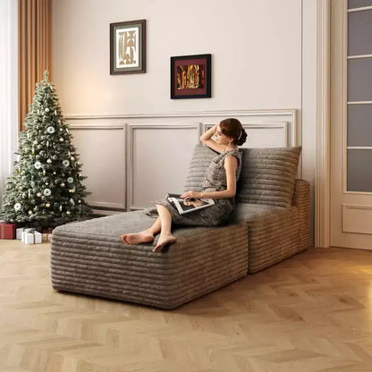 MAYEERTY Grand canapé modulaire 135 Chameau - 6 places 135, Corduroy, Canapé-lit, Aucun assemblage requis, pour appartement/salon