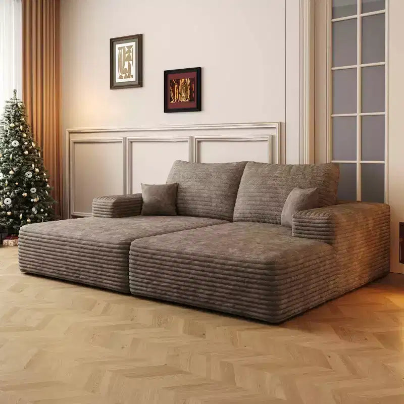 MAYEERTY Grand canapé modulaire 135 Chameau - 6 places 135, Corduroy, Canapé-lit, Aucun assemblage requis, pour appartement/salon