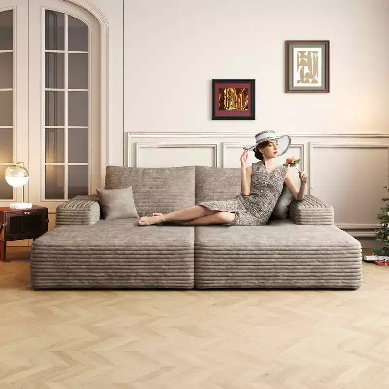 MAYEERTY Grand canapé modulaire 135 Chameau - 6 places 135, Corduroy, Canapé-lit, Aucun assemblage requis, pour appartement/salon