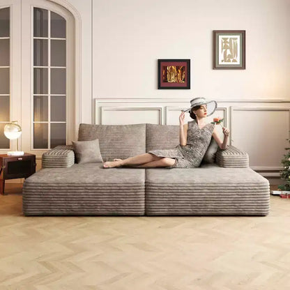 MAYEERTY Grand canapé modulaire 135 Chameau - 6 places 135, Corduroy, Canapé-lit, Aucun assemblage requis, pour appartement/salon