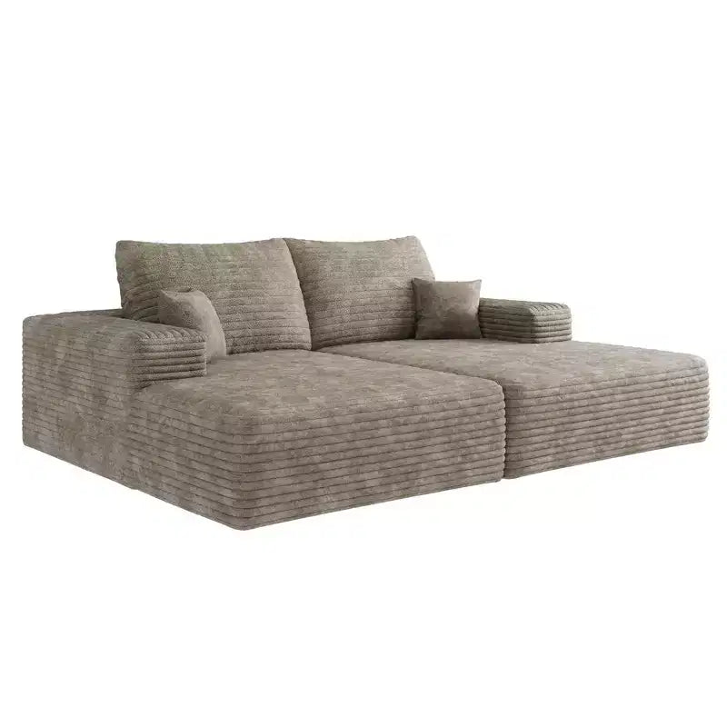 MAYEERTY Grand canapé modulaire 135 Chameau - 6 places 135, Corduroy, Canapé-lit, Aucun assemblage requis, pour appartement/salon