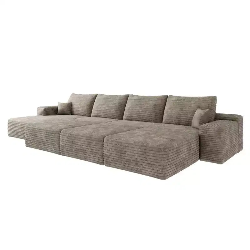MAYEERTY Grand canapé modulaire 135 Chameau - 6 places 135, Corduroy, Canapé-lit, Aucun assemblage requis, pour appartement/salon
