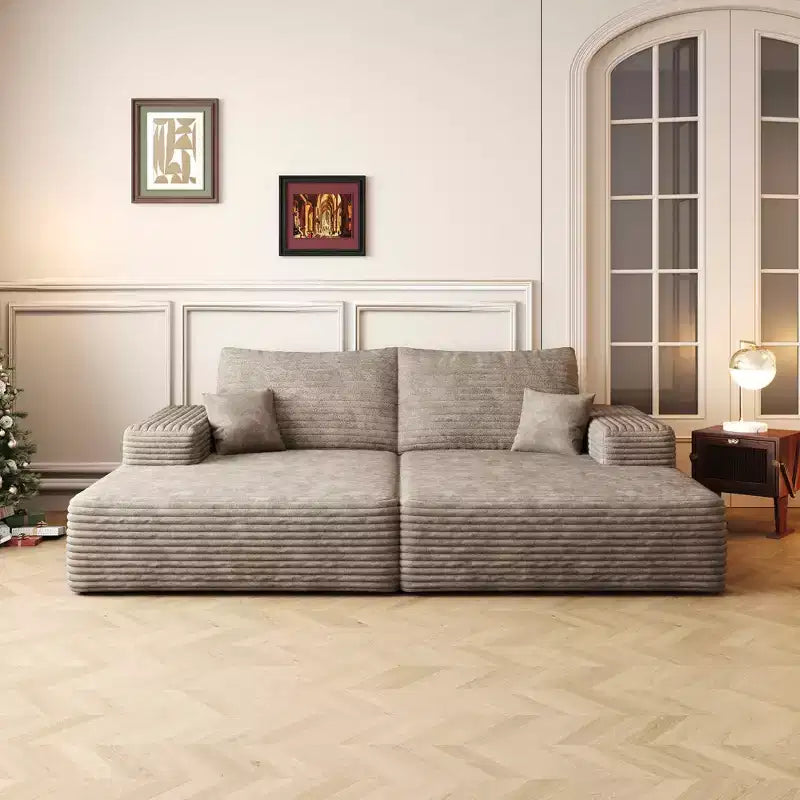 MAYEERTY Grand canapé modulaire 135 Chameau - 6 places 135, Corduroy, Canapé-lit, Aucun assemblage requis, pour appartement/salon