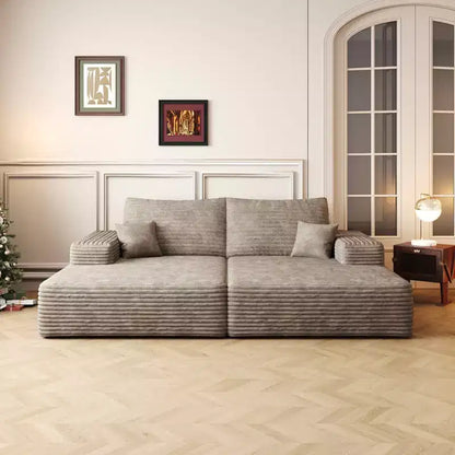 MAYEERTY Grand canapé modulaire 135 Chameau - 6 places 135, Corduroy, Canapé-lit, Aucun assemblage requis, pour appartement/salon