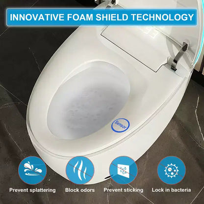 Toilettes intelligentes Dyonery avec couvercle et abattant à ouverture/fermeture automatiques, chasse d'eau à capteur au pied, sans réservoir monobloc allongé, siège chauffant,