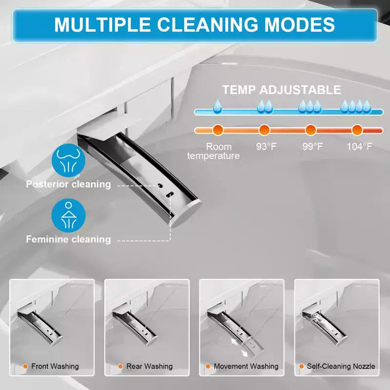 Toilettes intelligentes Dyonery avec couvercle et abattant à ouverture/fermeture automatiques, chasse d'eau à capteur au pied, sans réservoir monobloc allongé, siège chauffant,