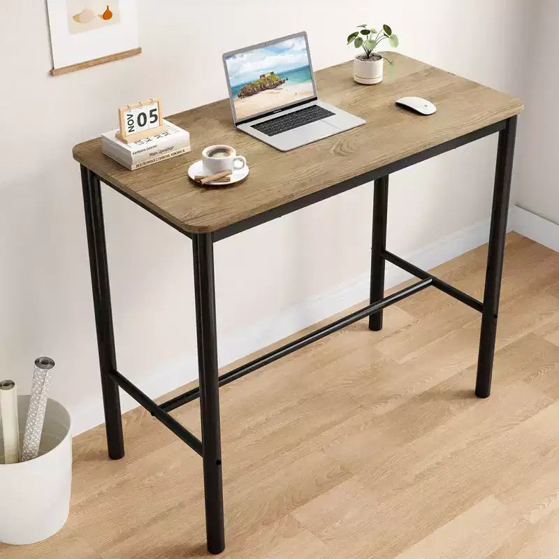 Bureau debout rectangulaire Okak avec cadre en métal, bureau d'ordinateur avec grand plateau, bureau pour salon, chambre, bureau d'étude