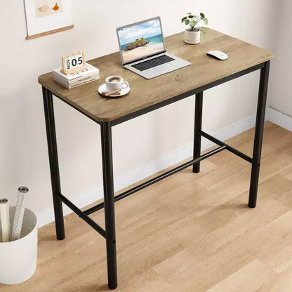 Bureau debout rectangulaire Okak avec cadre en métal, bureau d'ordinateur avec grand plateau, bureau pour salon, chambre, bureau d'étude
