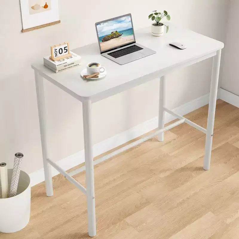 Bureau debout rectangulaire Okak avec cadre en métal, bureau d'ordinateur avec grand plateau, bureau pour salon, chambre, bureau d'étude