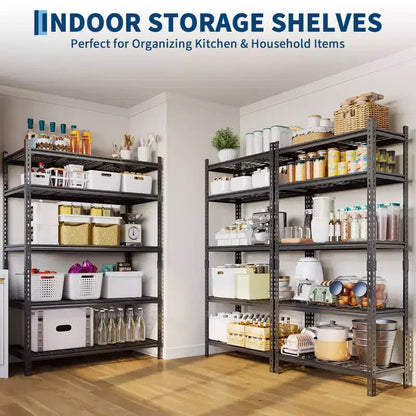 Étagères de rangement de 2200 livres, étagères métalliques réglables, étagère métallique robuste à 5 niveaux pour garage, cuisine, garde-manger, entrepôt, sous-sol