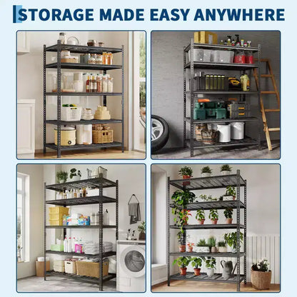 Étagères de rangement de 2200 livres, étagères métalliques réglables, étagère métallique robuste à 5 niveaux pour garage, cuisine, garde-manger, entrepôt, sous-sol
