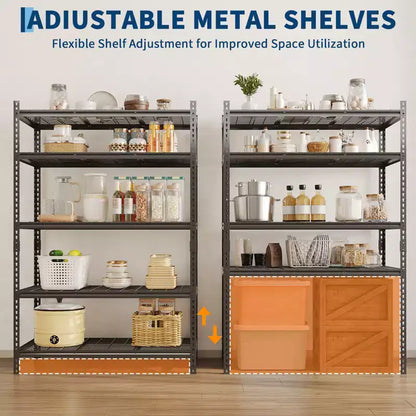 Étagères de rangement de 2200 livres, étagères métalliques réglables, étagère métallique robuste à 5 niveaux pour garage, cuisine, garde-manger, entrepôt, sous-sol