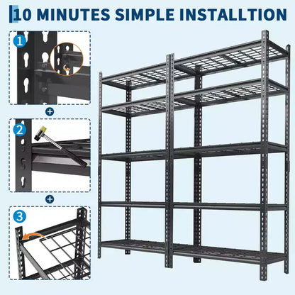 Étagères de rangement de 2200 livres, étagères métalliques réglables, étagère métallique robuste à 5 niveaux pour garage, cuisine, garde-manger, entrepôt, sous-sol