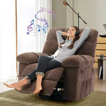 Fauteuil inclinable surdimensionné pivotant à 360°, capacité de poids 136 kg, fauteuils inclinables manuels extra larges, fauteuil paresseux simple en chenille