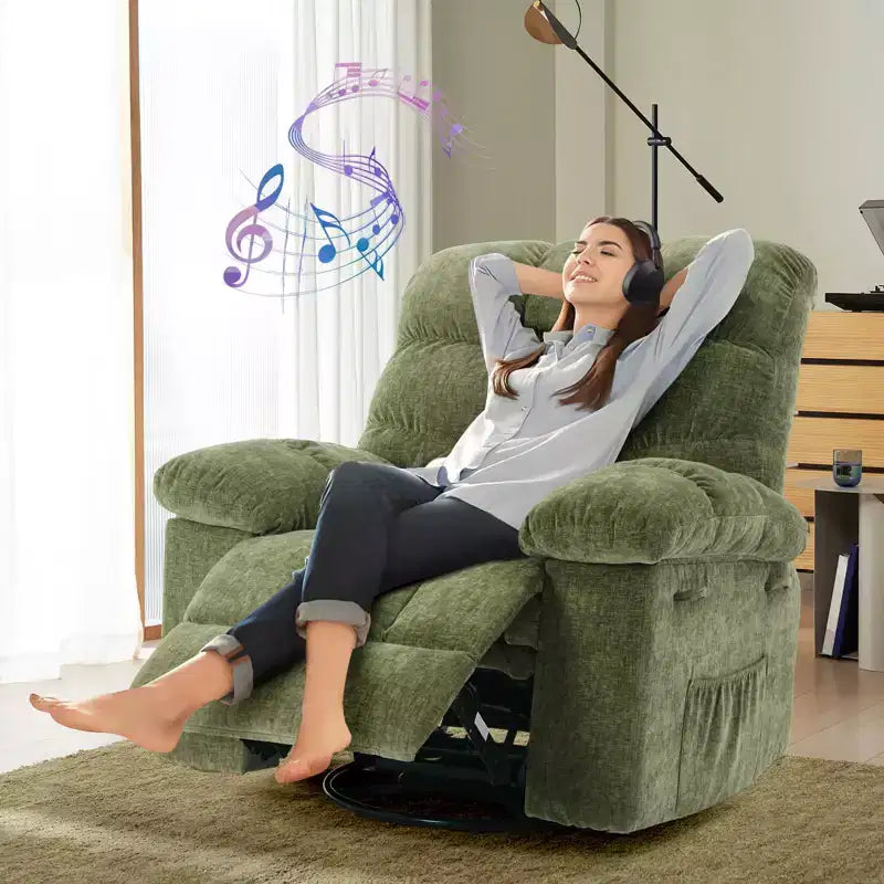 Fauteuil inclinable surdimensionné pivotant à 360°, capacité de poids 136 kg, fauteuils inclinables manuels extra larges, fauteuil paresseux simple en chenille