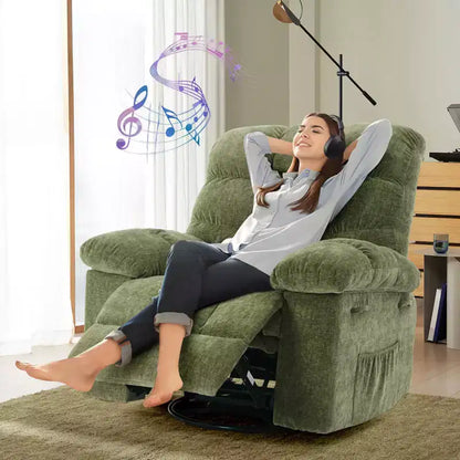Fauteuil inclinable surdimensionné pivotant à 360°, capacité de poids 136 kg, fauteuils inclinables manuels extra larges, fauteuil paresseux simple en chenille