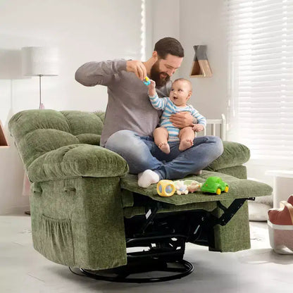 Fauteuil inclinable surdimensionné pivotant à 360°, capacité de poids 136 kg, fauteuils inclinables manuels extra larges, fauteuil paresseux simple en chenille