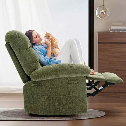 Fauteuil inclinable surdimensionné pivotant à 360°, capacité de poids 136 kg, fauteuils inclinables manuels extra larges, fauteuil paresseux simple en chenille