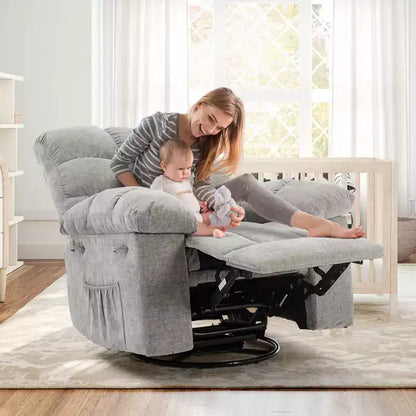 Fauteuil inclinable surdimensionné pivotant à 360°, capacité de poids 136 kg, fauteuils inclinables manuels extra larges, fauteuil paresseux simple en chenille