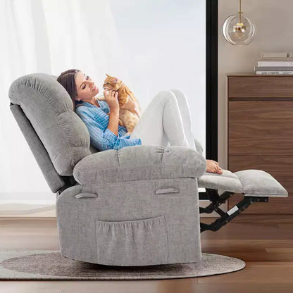 Fauteuil inclinable surdimensionné pivotant à 360°, capacité de poids 136 kg, fauteuils inclinables manuels extra larges, fauteuil paresseux simple en chenille