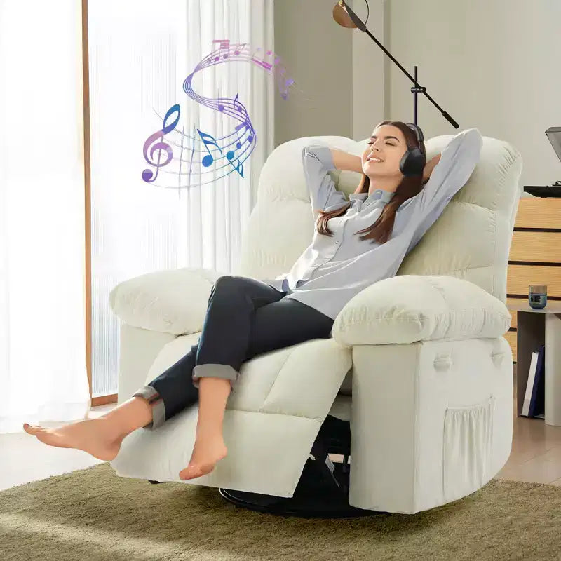 Fauteuil inclinable surdimensionné pivotant à 360°, capacité de poids 136 kg, fauteuils inclinables manuels extra larges, fauteuil paresseux simple en chenille