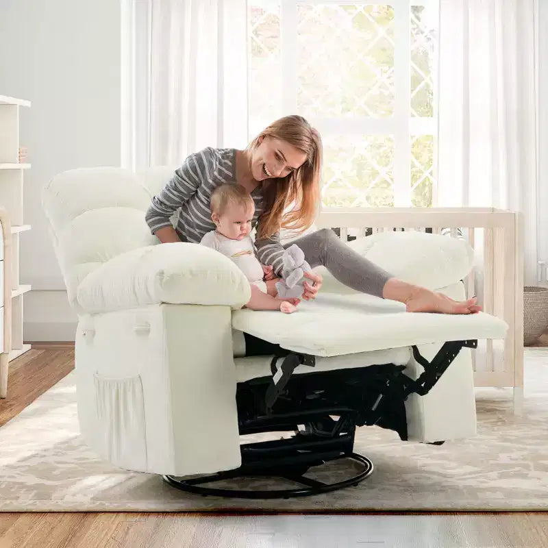Fauteuil inclinable surdimensionné pivotant à 360°, capacité de poids 136 kg, fauteuils inclinables manuels extra larges, fauteuil paresseux simple en chenille