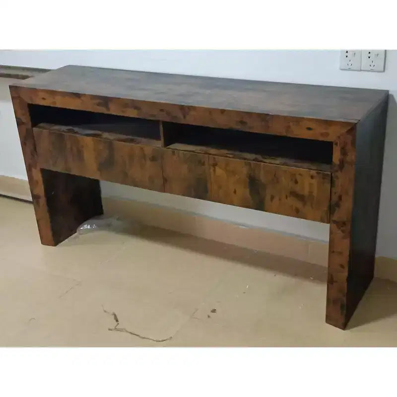 Beveled console table with drawers
