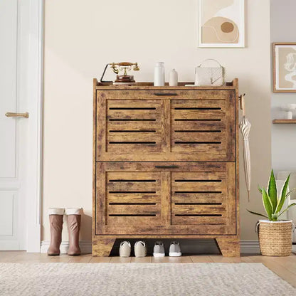 Meuble à chaussures de ferme avec 2 tiroirs basculants et 2 crochets, meuble d'entrée en bois étroit pour petits espaces, appartements,
