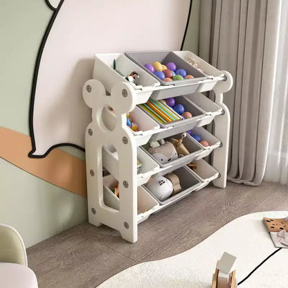 Whisen Meuble de rangement pour jouets d'enfants, Organisateur de jouets, Étagère à livres pour enfants avec 2 niveaux, Rangement de jouets avec 12 bacs de rangement