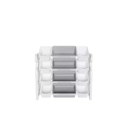 Whisen Meuble de rangement pour jouets d'enfants, Organisateur de jouets, Étagère à livres pour enfants avec 2 niveaux, Rangement de jouets avec 12 bacs de rangement
