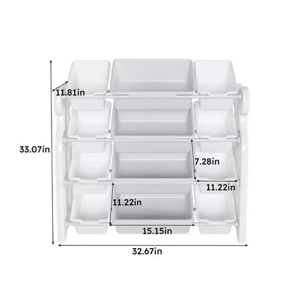 Whisen Meuble de rangement pour jouets d'enfants, Organisateur de jouets, Étagère à livres pour enfants avec 2 niveaux, Rangement de jouets avec 12 bacs de rangement