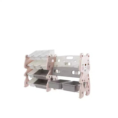 Whisen Meuble de rangement pour jouets d'enfants, Organisateur de jouets, Étagère à livres pour enfants avec 2 niveaux, Rangement de jouets avec 12 bacs de rangement