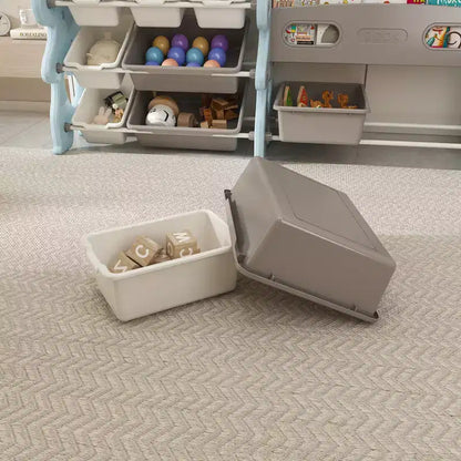 Whisen Meuble de rangement pour jouets d'enfants, Organisateur de jouets, Étagère à livres pour enfants avec 2 niveaux, Rangement de jouets avec 12 bacs de rangement
