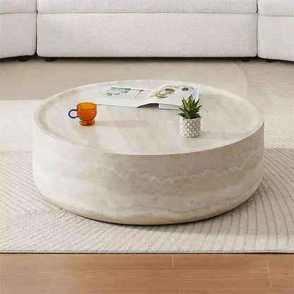Table basse ronde en fibre de verre, Pièce maîtresse moderne, Aucun assemblage requis, Pour salon ou bureau