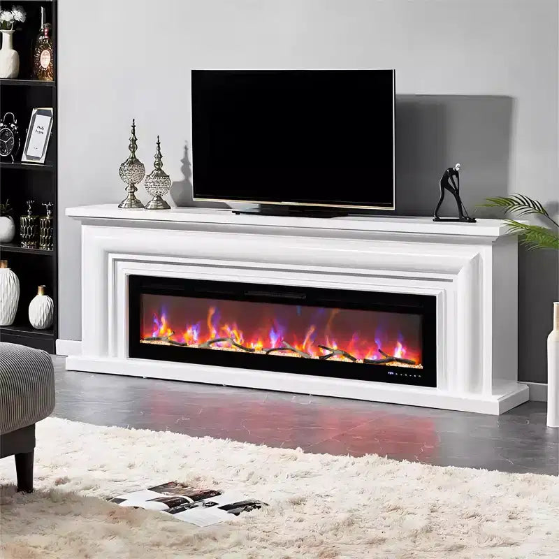 CuisinSmart 50In Electric Fireplace Recessed Wall Mounted, Remote & Smart WiFi App Control, Dual Heat Settings, Touch Screen, Slim Modern Design
