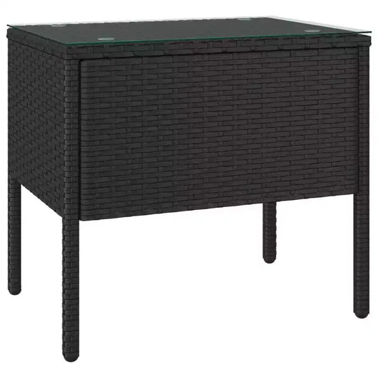 Table d'appoint noire en polyrotin, compacte et durable