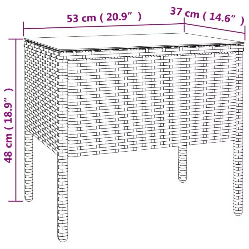 Table d'appoint noire en polyrotin, compacte et durable