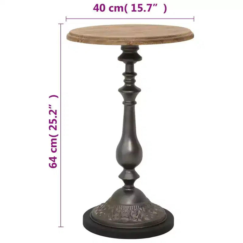 Table d'appoint Marron Bois de sapin massif et acier Petite Minimaliste
